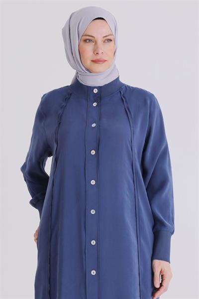 Behrem Büyük Beden Tesettür Ferace İndigo OTW2828