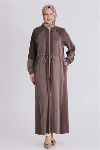 Behrem Büyük Beden Tesettür Ferace Kahve OTW28082