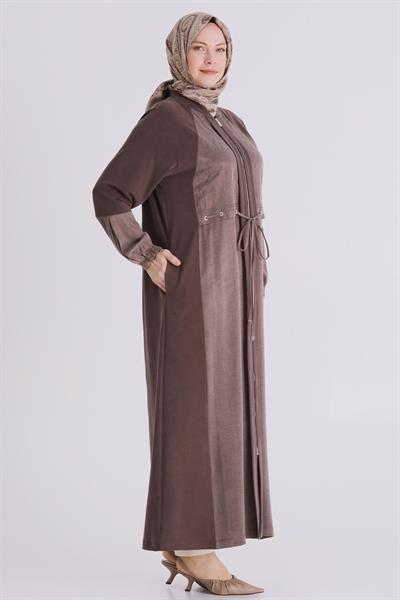 Behrem Büyük Beden Tesettür Ferace Kahve OTW28082