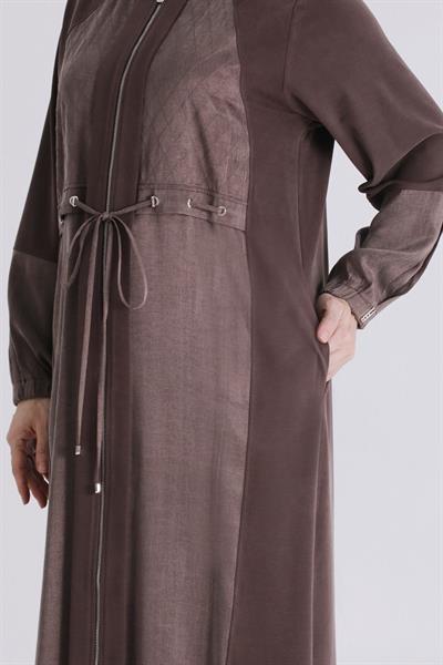 Behrem Büyük Beden Tesettür Ferace Kahve OTW28082