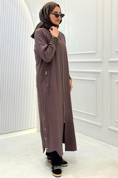 Behrem Büyük Beden Tesettür Ferace Kakao OTW2829