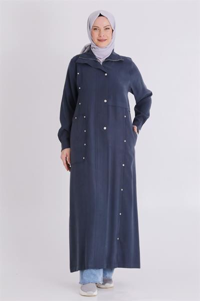 Behrem Büyük Beden Tesettür Ferace Lacivert OTW28079