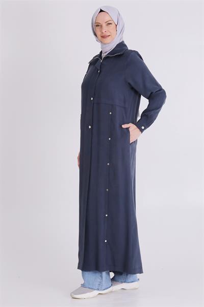 Behrem Büyük Beden Tesettür Ferace Lacivert OTW28079