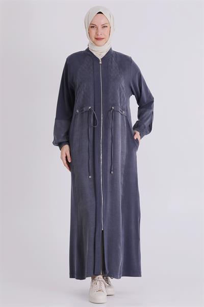 Behrem Büyük Beden Tesettür Ferace Lacivert OTW28082