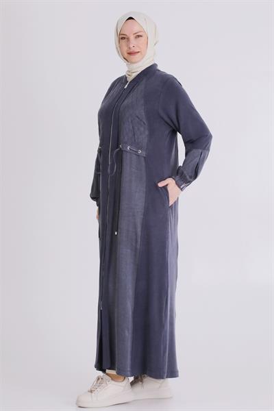 Behrem Büyük Beden Tesettür Ferace Lacivert OTW28082
