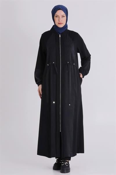 Behrem Büyük Beden Tesettür Ferace Siyah OTW28082