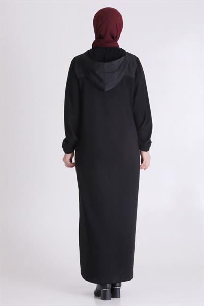 Behrem Büyük Beden Tesettür Ferace Siyah OTW28076