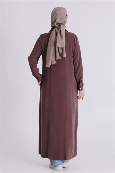 Behrem Büyük Beden Tesettür Ferace Soft Mürdüm OTW28079