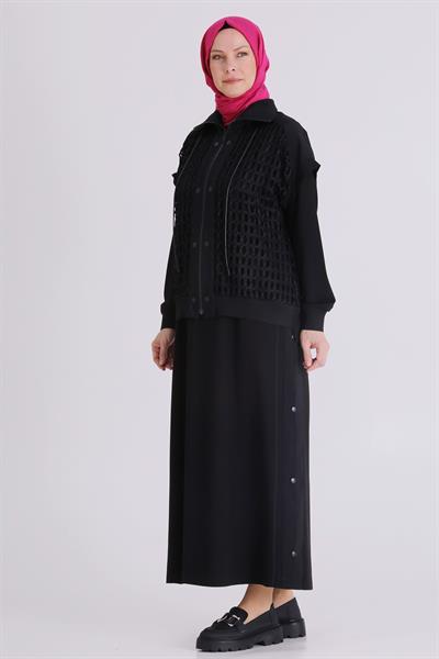 Behrem Büyük Beden Tesettür İkili Takım Siyah OTW40015