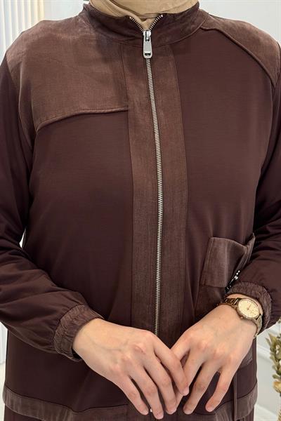 Behrem Büyük Beden Tesettür İkili Takım Kahve OTW40014