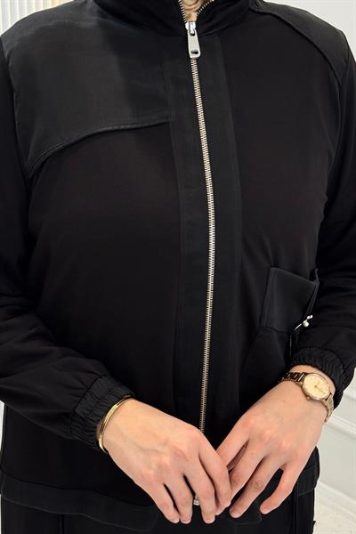 Behrem Büyük Beden Tesettür İkili Takım Siyah OTW40014