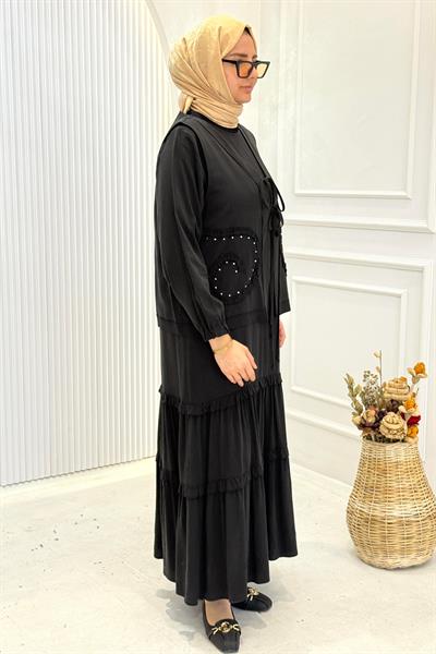 Behrem Büyük Beden Tesettür İkili Takım Siyah OTW4004