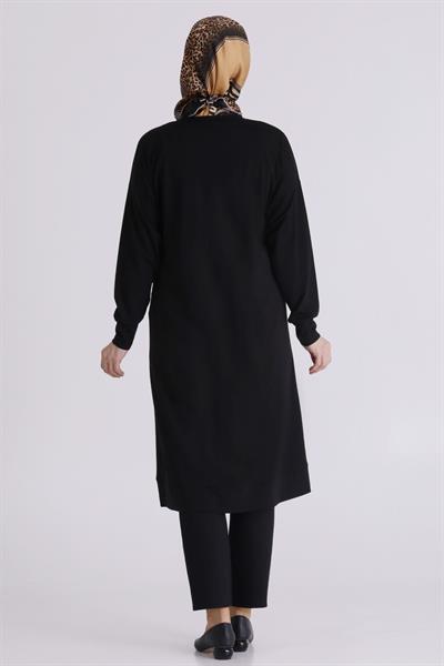 Behrem Büyük Beden Tesettür İşlemeli Tunik Siyah OTW20133