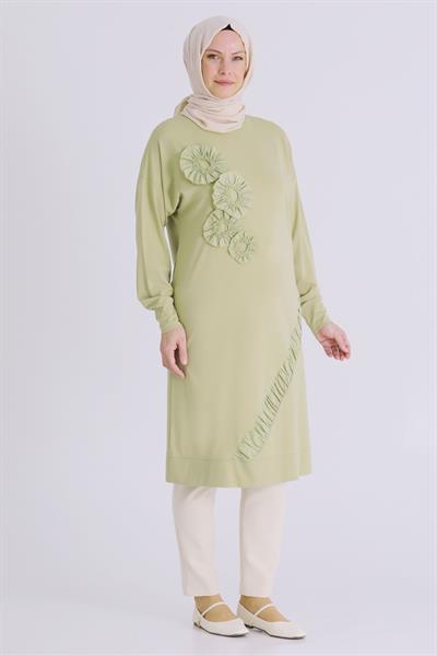 Behrem Büyük Beden Tesettür İşlemeli Tunik Ihlamur OTW20133