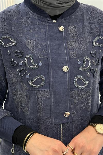 Behrem Büyük Beden Tesettür Kap Denim Mavi OTW25149