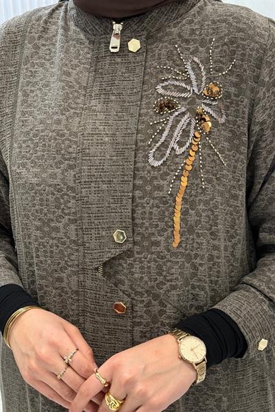 Behrem Büyük Beden Tesettür Kap Koyu Vizon OTW25150