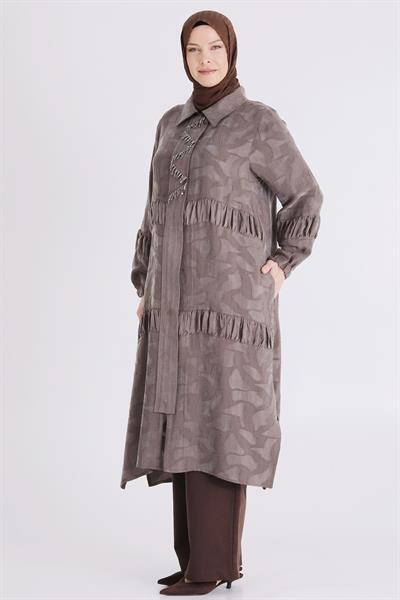 Behrem Büyük Beden Tesettür Kap Koyu Vizon OTW25145