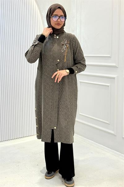 Behrem Büyük Beden Tesettür Kap Koyu Vizon OTW25150