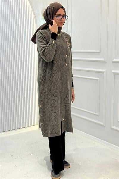 Behrem Büyük Beden Tesettür Kap Koyu Vizon OTW25150