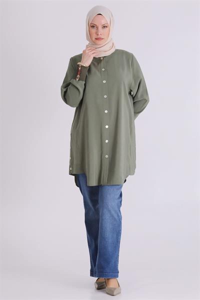 Behrem Büyük Beden Tesettür Kap Nane Yeşili OTW2554