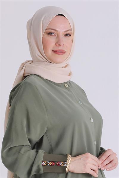 Behrem Büyük Beden Tesettür Kap Nane Yeşili OTW2554