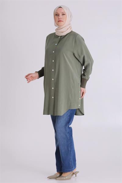 Behrem Büyük Beden Tesettür Kap Nane Yeşili OTW2554