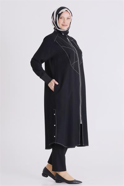 Behrem Büyük Beden Tesettür Kap Siyah OTW2553