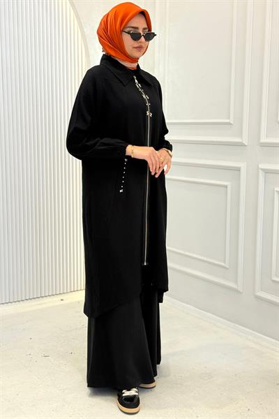 Behrem Büyük Beden Tesettür Kap Siyah OTW2555