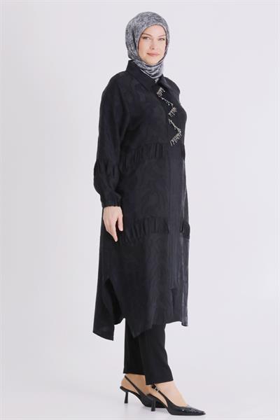 Behrem Büyük Beden Tesettür Kap Siyah OTW25145