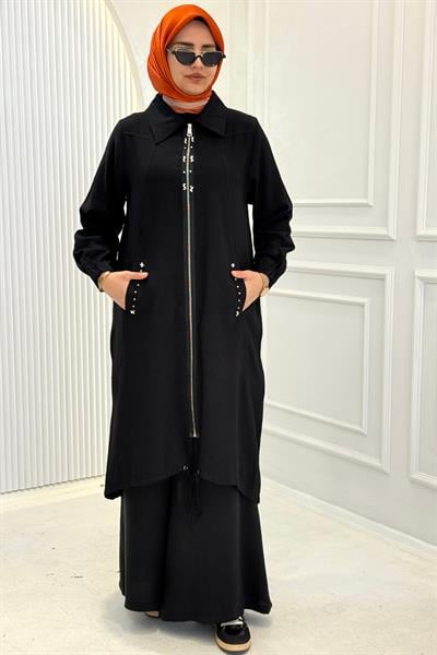 Behrem Büyük Beden Tesettür Kap Siyah OTW2555