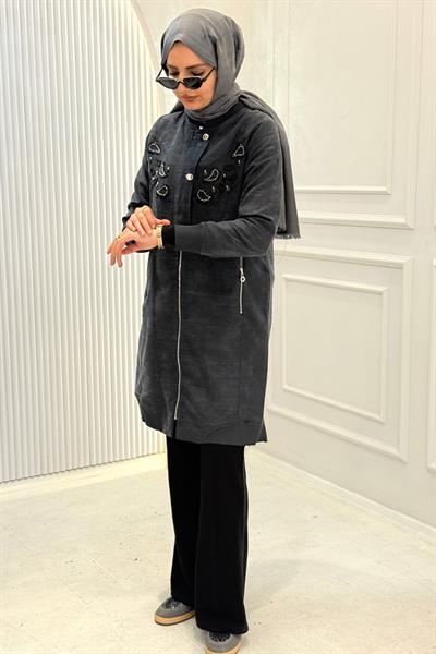 Behrem Büyük Beden Tesettür Kap Siyah OTW25149