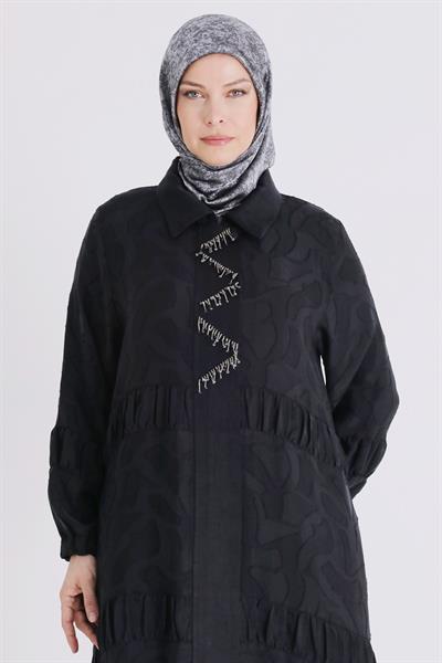 Behrem Büyük Beden Tesettür Kap Siyah OTW25145