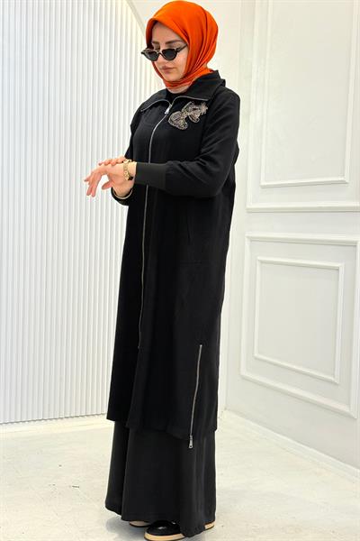 Behrem Büyük Beden Tesettür Kap Siyah OTW2556
