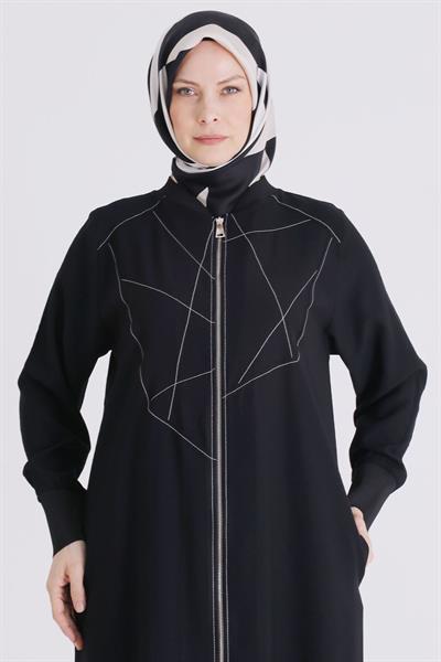 Behrem Büyük Beden Tesettür Kap Siyah OTW2553