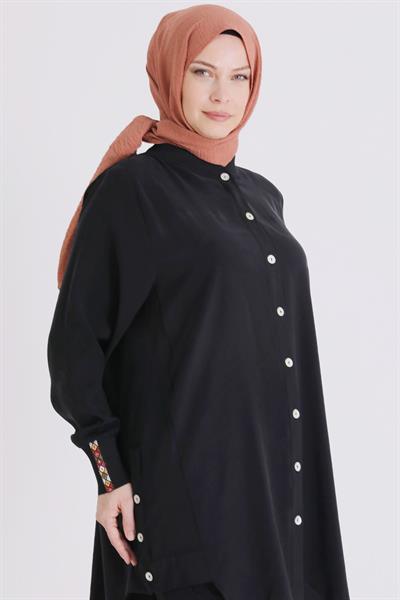 Behrem Büyük Beden Tesettür Kap Siyah OTW2554
