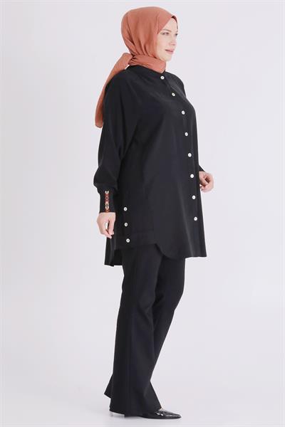 Behrem Büyük Beden Tesettür Kap Siyah OTW2554