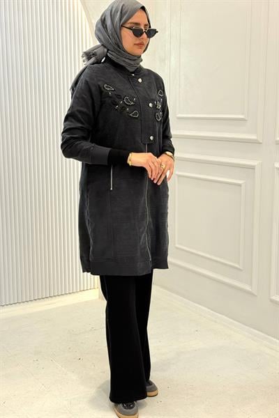 Behrem Büyük Beden Tesettür Kap Siyah OTW25149
