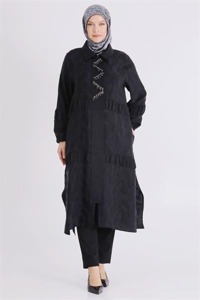Behrem Büyük Beden Tesettür Kap Siyah OTW25145