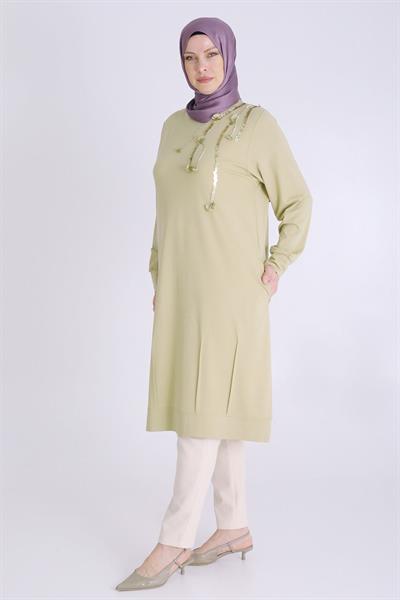 Behrem Büyük Beden Tesettür Örme Tunik Ihlamur OTW20121