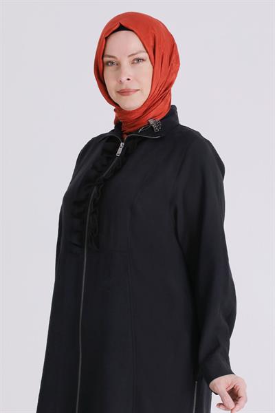 Behrem Büyük Beden Tesettür Pantolonlu Takım Siyah OTW35146