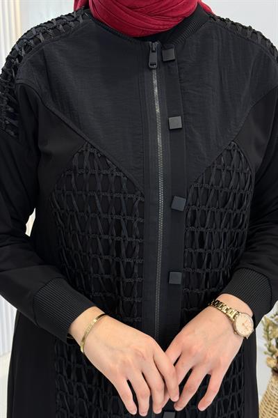 Behrem Büyük Beden Tesettür Pantolonlu Takım Siyah OTW35144