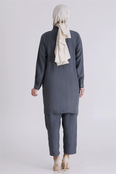 Behrem Büyük Beden Tesettür Pantolonlu Takım Nefti OTW35146