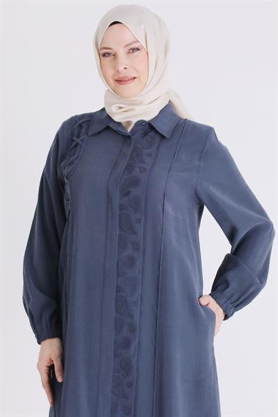 Behrem Büyük Beden Tesettür Pantolonlu Takım Lacivert OTW35142