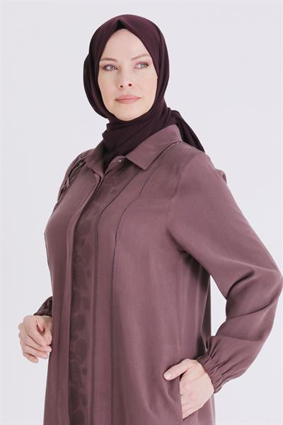 Behrem Büyük Beden Tesettür Pantolonlu Takım Soft Mürdüm OTW35142