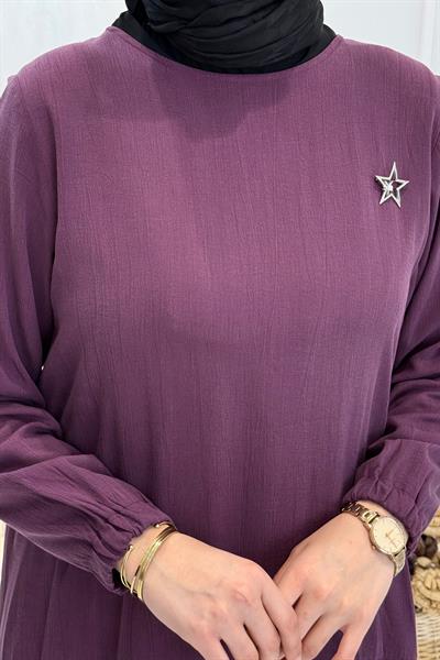 Behrem Büyük Beden Tesettür Pantolonlu Takım Vişne OTW3556