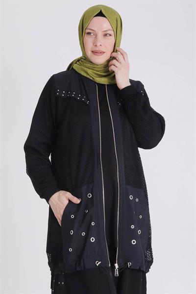 BEHREM BÜYÜK BEDEN TESETTÜR PANTOLONLU TAKIM Siyah OTW70017