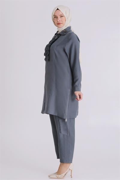 Behrem Büyük Beden Tesettür Pantolonlu Takım Nefti OTW35146