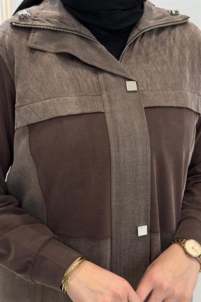 Behrem Büyük Beden Tesettür Pantolonlu Takım Kahve OTW35145