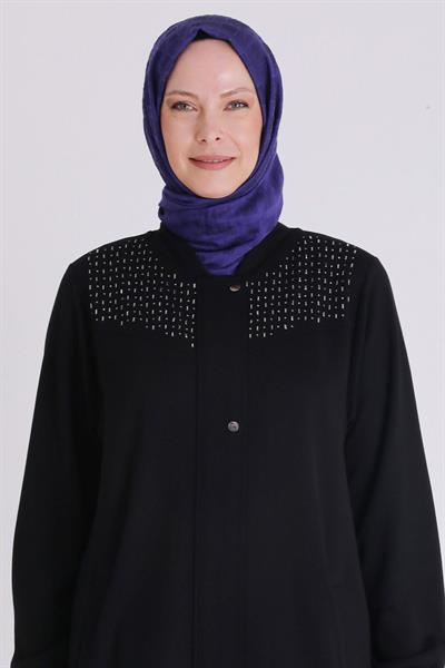 Behrem Büyük Beden Tesettür Pantolonlu Takım Siyah OTW3553