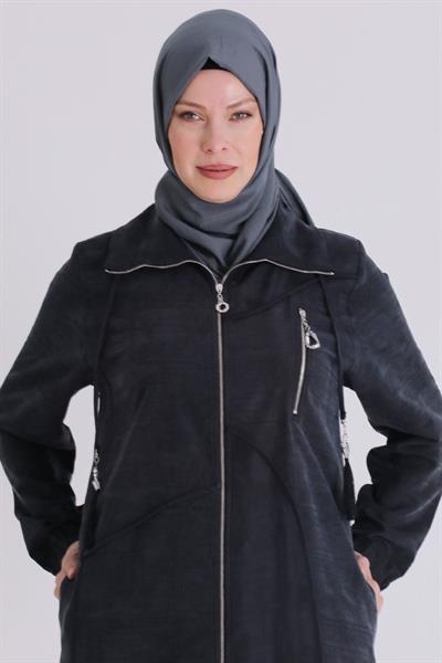 Behrem Büyük Beden Tesettür Pantolonlu Takım Siyah OTW35150